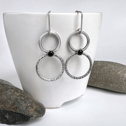 Silver and Onyx Earrings