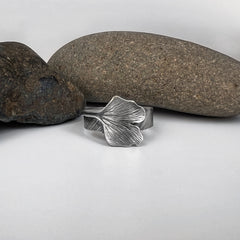 Silver Ginkgo Leaf Ring