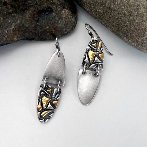 Silver and Gold Asymmetrical Earrings