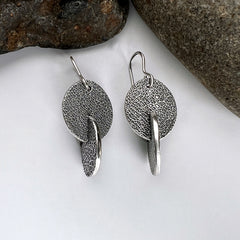 3D Silver Oval Earrings