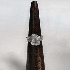 Silver Ginkgo Leaf Ring