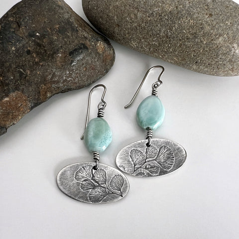 Lady Fern and Larimar Earrings