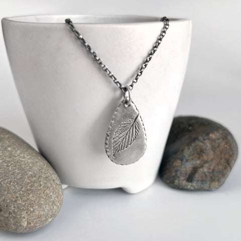 Silver Winterhazel Leaf Necklace