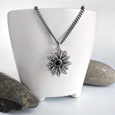 Silver Black Eyed Susan Necklace