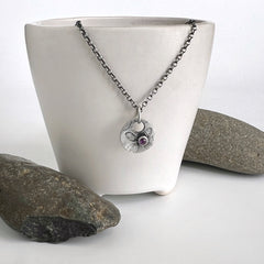 Round Hydrangea Necklace in Silver