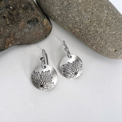 Round Silver Geranium Earrings